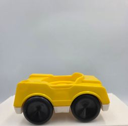 Vtg Fisher Price Little People Yellow & White One Seater Black Tires Car Plastic