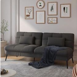 💥BlowOut Sale💥 COMHOMA Convertible Futon Sofa Bed, 68″Fabric Futon Couch with Adjustable Backre