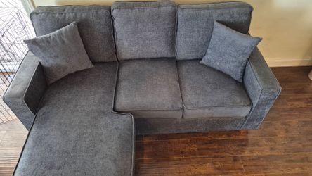 Navy Fabric Sectional Sofa with Chaise