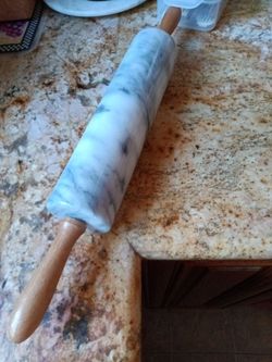 Marble Rolling Pin with Wooden Handles