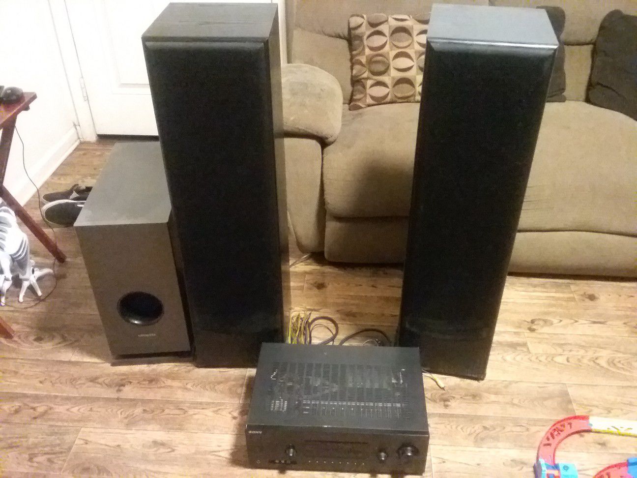 Home theater speakers subwoofer and Sony receiver