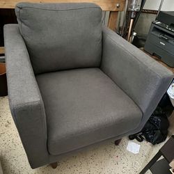 Modern Club Chair With Tapered Wood Legs 33” Storm Grey