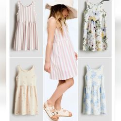 Bundle Of 2 Candy Cane GAP Kids Pink and White Striped Matching Dress Size 8&amp;10 