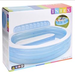 Intex Inflatable Oval Family Pool with Bench Seating and Backrest