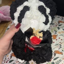 black and white rose panda bear