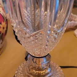 Vintage Cut Glass Lamp With Brass Base 