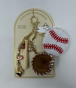 Eye Candy Beaded Baseball Bag Charm & Key Chain