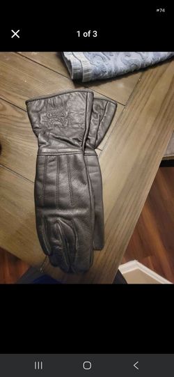 Leather motorcycle gloves and head wrap