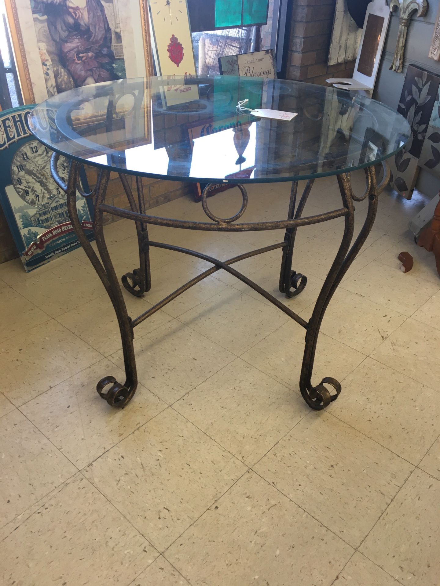 Large Metal Glass Table