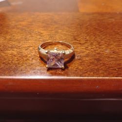 14k Gold Princess Cut Pink Sapphire Ring
