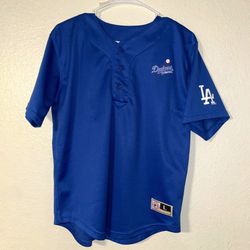 Youth MLB Los Angeles Dodgers Half Button Jersey (L)