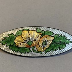 European Sterling Silver Brooch With Enamel 