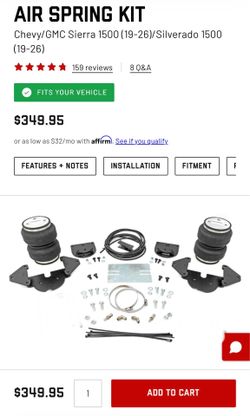 19-26 Silverado Sierra 1500  Rough Country rear air bags air springs
