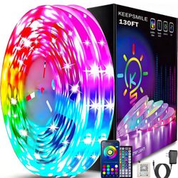 NEW 130 Ft Led Strip Lights (2 Rolls of 65ft) Bluetooth Smart App Control RGB Remote Music Sync Color Changing  for Bedroom 