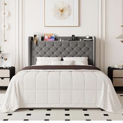 Queens size bed frame with power bank head set