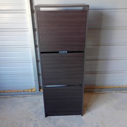 IKEA BISSA Shoe cabinet with 3 compartments, black-brown