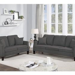 Gray Sofa And Love Seat Set (Free Delivery)