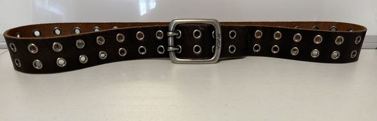 RVCA rocker style Leather Belt Size L/XL Dark Brown/ Blk Unisex