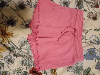 12 months Pink Ribbed Shorts with Lettuce Hem