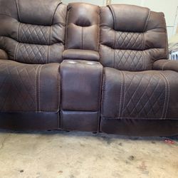 Leather Entertainment Sofa