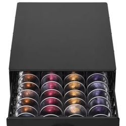 Nespresso Vertuoline Capsule Storage Drawer Vertuo Coffee Holder Metal Multiple Flavors Pods Organizer 40 Pcs Capacity