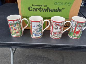 Set Of 4 Dunoon Twelve Days Of Christmas Mugs