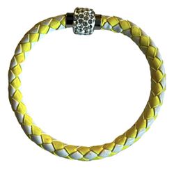 Original Designer Runway Style Bracelet Yellow Braided Art Collection Fashion Unisex Men Women Rhinestone Crystal Magnet Clasp