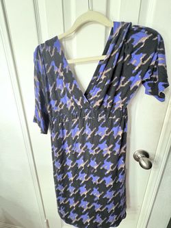 Abstract Print V-Neck Mini Dress