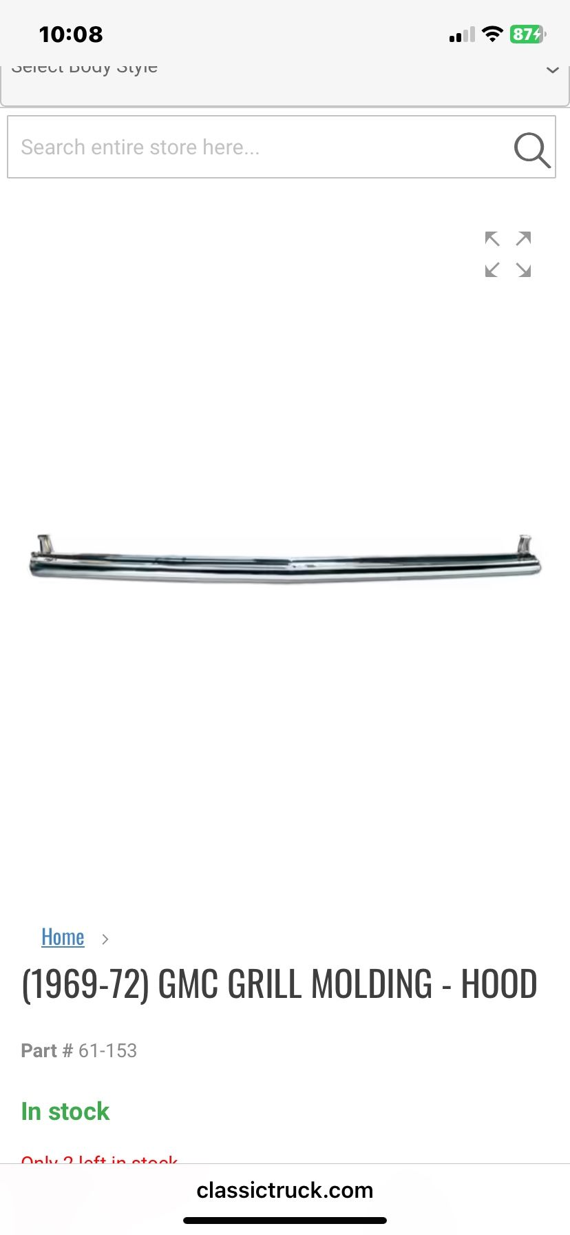69. GMC upper grill bar.