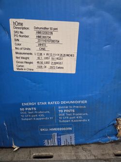 Dehumidifier 50 Pints