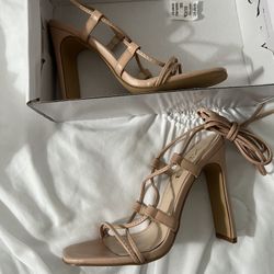 Nude Lace Up Heels Size 5.5
