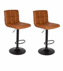 NEW HAVE 6 $35 each Caramel Brown Leatherette Bar Stool with Adjustable Height and Black Base chairs