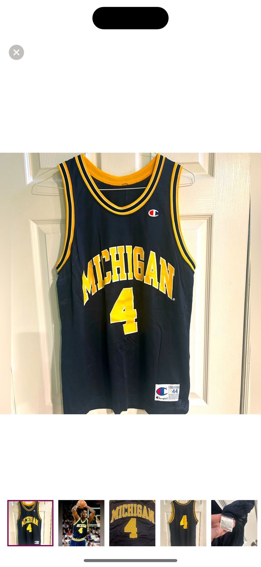 Vintage Champion Michigan Webber Jersey Size 44(L)