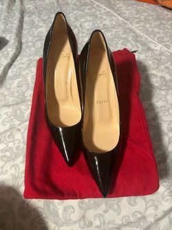Christian Louboutin Kate 85 Black Patent Leather Pumps Heels EU 36
