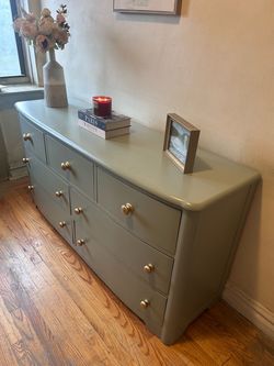 Stanley 7-Drawer Dresser – Sage Green Solid Wood Wide Bedroom Furniture