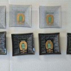 7 Vtg Binions Horseshoe Las Vegas Calendar Trays Lot 1(contact info removed) Black & Smokey Gray