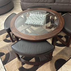 Coffee Table With Bench Seats 4 Pc Set