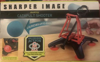 NEW - Sharper Image DESKTOP CATAPULT SHOOTER 360 DEGREE ACTION 25 Foot Distance