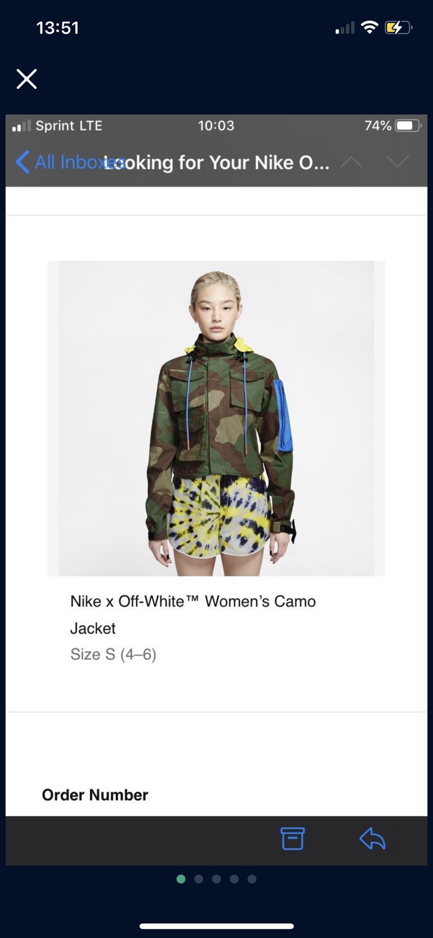 Nike Off White Women’s Camo Jacket Size Small