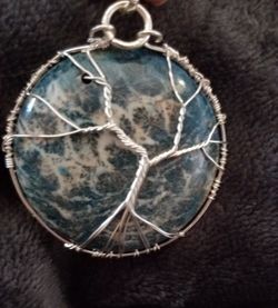 Royal blue Ammonite Wire Wrapped pendant