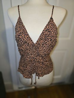Leopard Print Ruched Front Camisole Top sz 14
