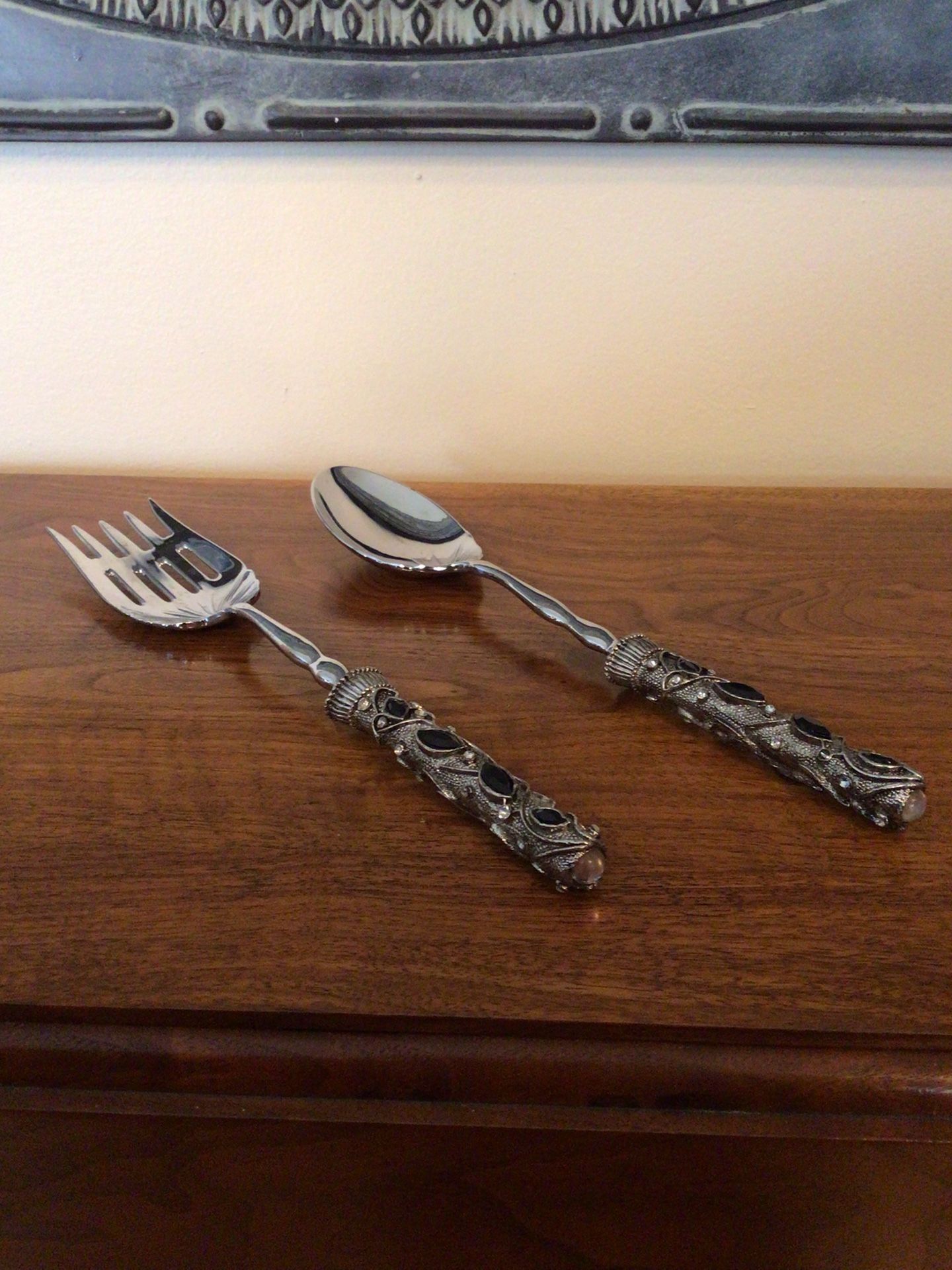Bling Handles Serving Spoon & Fork