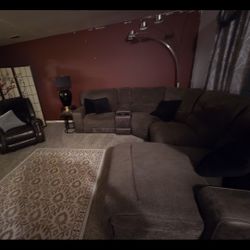 Brown Sectional, Reclining Seat On End,  Chase Connects