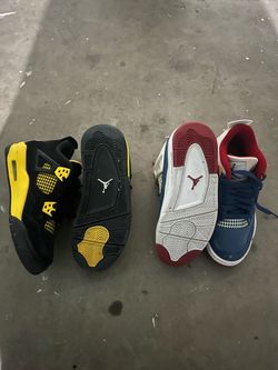 Kids Jordan 4s  (yellow thunders) and (messy room)