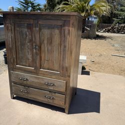 Vintage Solid Wood Armoire – Rustic Farmhouse Charm 