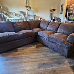 Micro-Suede Chocolate Brown Sectional Couch