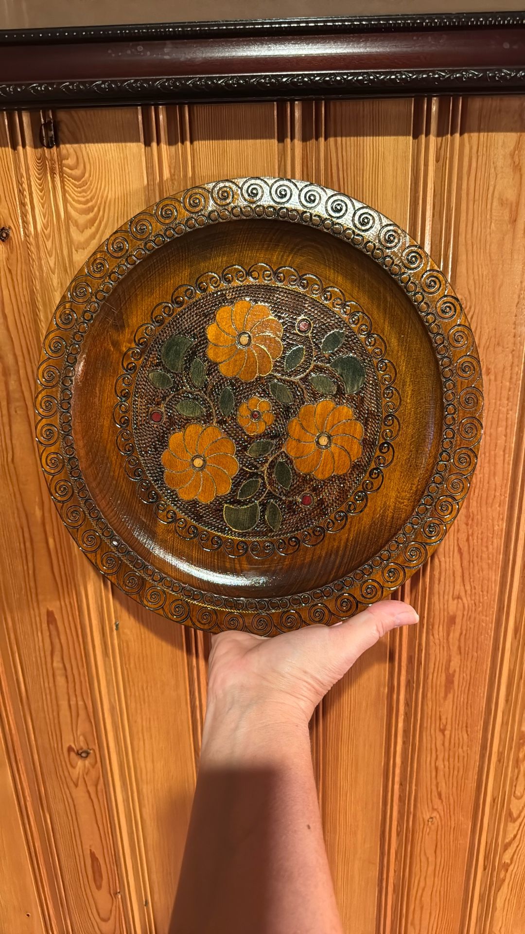 Wooden Hand Carved Plate