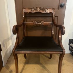 Vintage Wood Carved Scroll Arm Chair