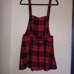 Black And Red Plaid Overall Skirt