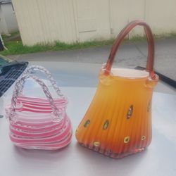 Murano Glass Purse Vases